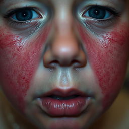A close-up of a crying face, featuring tears streaming down the cheeks