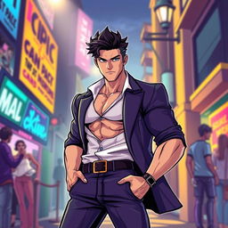 A stylized, artistic representation of confidence and allure, featuring a prominent male figure exuding charisma and charm