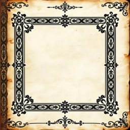 An ancient-looking page template that features a white background adorned with elaborate black rules and borders, reminiscent of medieval manuscripts