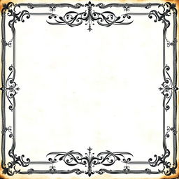 An ancient-looking page template that features a white background adorned with elaborate black rules and borders, reminiscent of medieval manuscripts