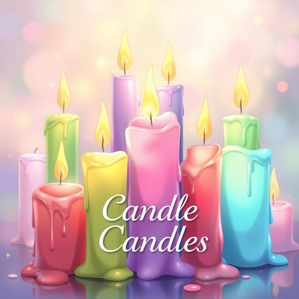 A vibrant illustration of colorful candles with an anime-inspired cover design