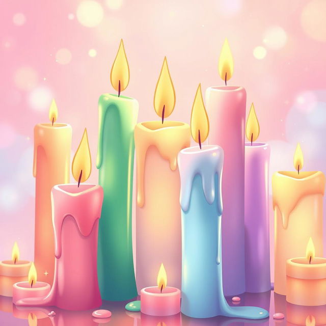 A vibrant illustration of colorful candles with an anime-inspired cover design