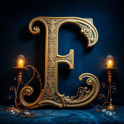 An impressive, large-scale illustration of a stylized letter 'E' dominating the scene