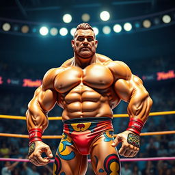 A muscular and powerful representation of a wrestler inspired by Big E