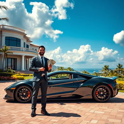 A glamorous scene depicting a luxurious lifestyle that embodies wealth and success