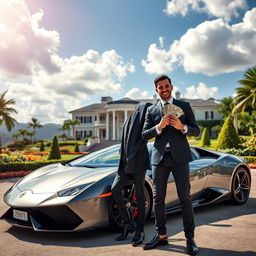 A glamorous scene depicting a luxurious lifestyle that embodies wealth and success