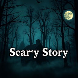 A chilling and atmospheric YouTube banner for a scary story channel, featuring a dark, misty forest at twilight with ominous shadows and faintly glowing eyes peering from the trees