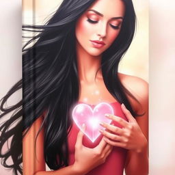 A captivating book cover featuring a woman with long, flowing black hair, her eyes gently closed in a serene expression