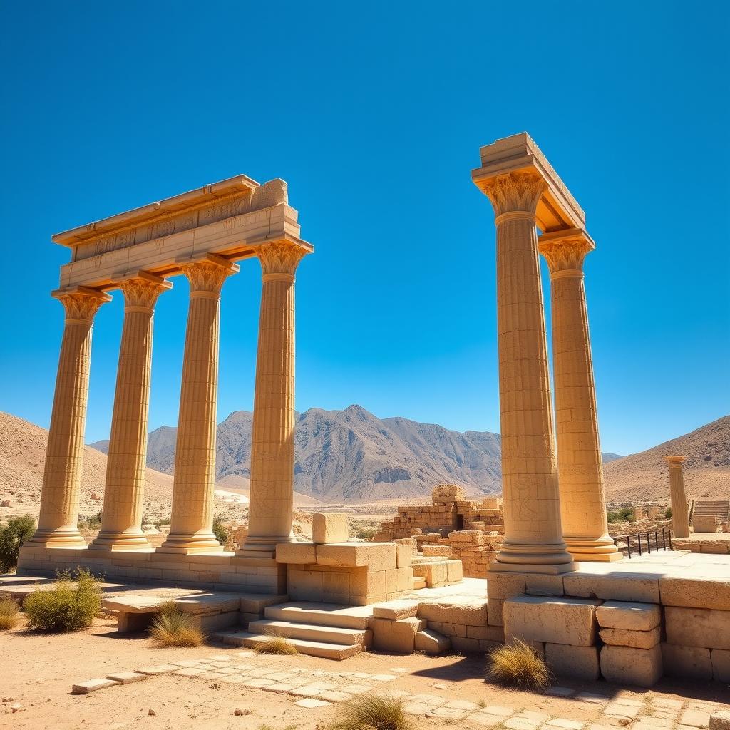A stunning view of the ancient city of Persepolis in Iran, showcasing its remarkable architecture and historical significance