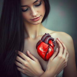 A serene woman with long, black hair, her eyes gently closed, conveying a sense of peace and introspection