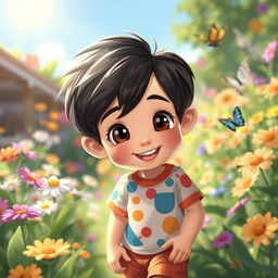 A charming young boy named Kavee, full of joy and curiosity