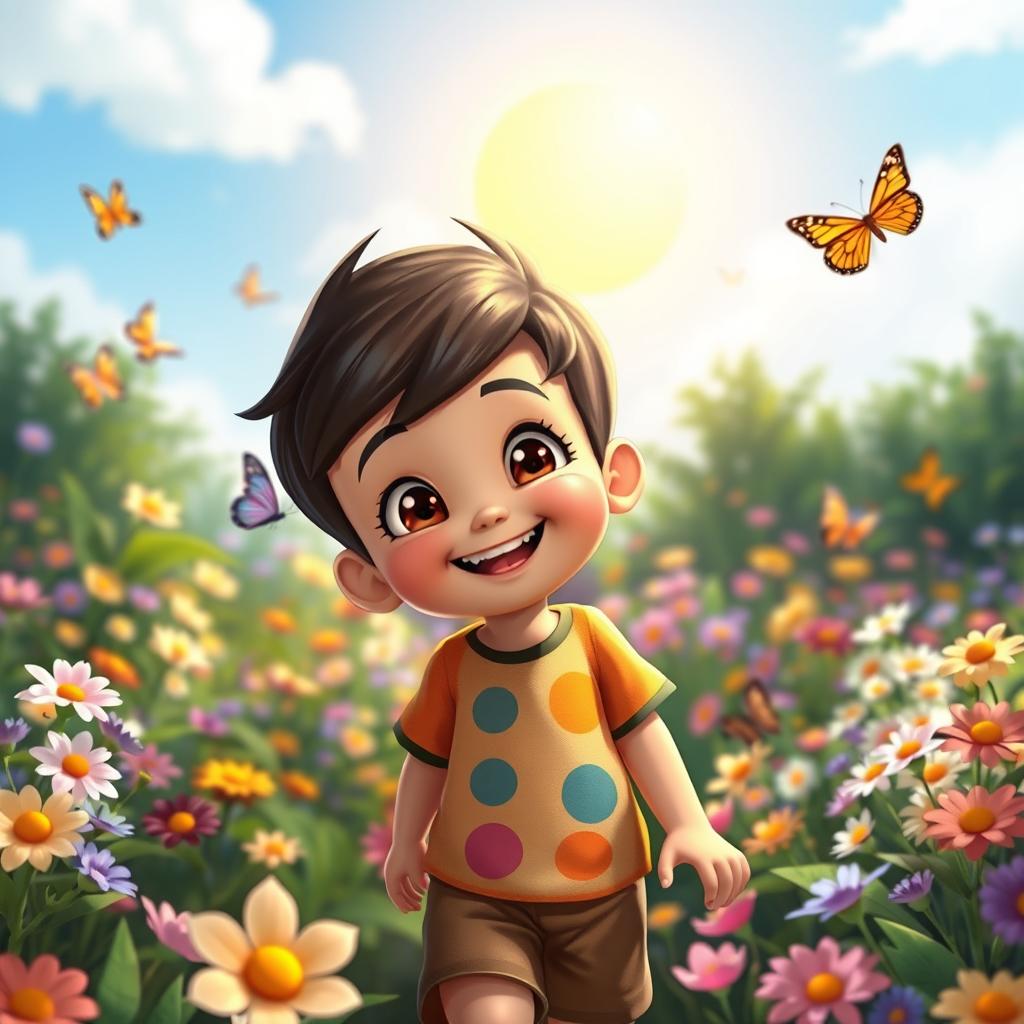 A charming young boy named Kavee, full of joy and curiosity
