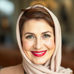 A charming and beautiful 60-year-old Iranian woman, showcasing a mature and alluring charm