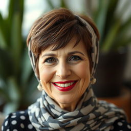 A charming and beautiful 60-year-old Iranian woman, showcasing a mature and alluring charm