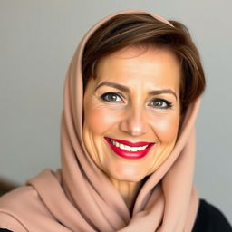 A charming and beautiful 60-year-old Iranian woman, showcasing a mature and alluring charm