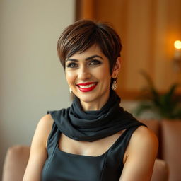 A charming and cute 60-year-old Iranian woman, radiating maturity and confidence