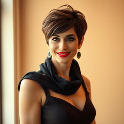 A charming and cute 60-year-old Iranian woman, radiating maturity and confidence