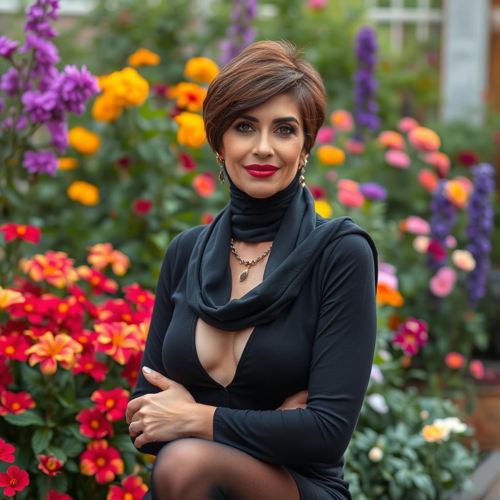 A charming and beautiful 60-year-old Iranian woman, exuding confidence and allure