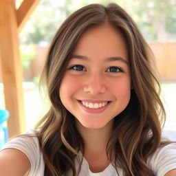 A casual selfie of a brunette American girl, capturing a natural and relaxed vibe