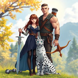 A realistic image depicting two best friends in a beautiful outdoor setting