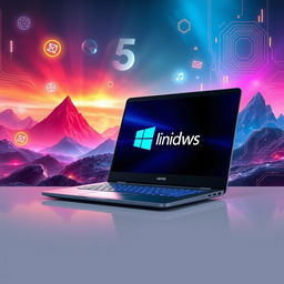 An inspirational gaming-themed wallpaper featuring a sleek and modern laptop displaying the Windows logo prominently