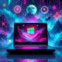 A captivating gaming-themed wallpaper designed for a gaming enthusiast who works with a laptop featuring the Windows logo