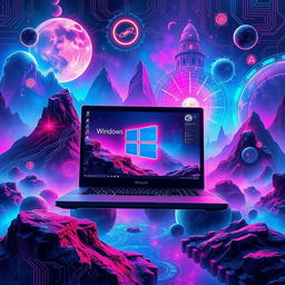 A captivating gaming-themed wallpaper designed for a gaming enthusiast who works with a laptop featuring the Windows logo
