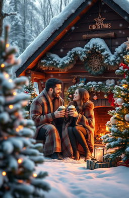 A heartwarming scene from a romance novel titled 'THE CHRISTMAS WE FOUND LOVE'