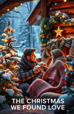 A heartwarming scene from a romance novel titled 'THE CHRISTMAS WE FOUND LOVE'