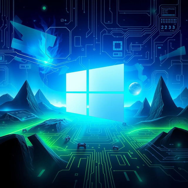 A striking wallpaper for a gaming enthusiast who works with the Windows logo featured prominently