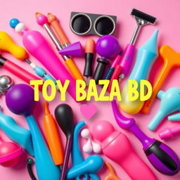 A vibrant and playful Facebook profile picture for a sex toy business named 'TOY BAZA BD'