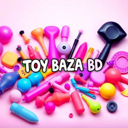 A vibrant and playful Facebook profile picture for a sex toy business named 'TOY BAZA BD'