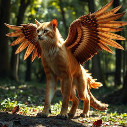 A stunning hybrid creature that combines the features of a cat and an eagle