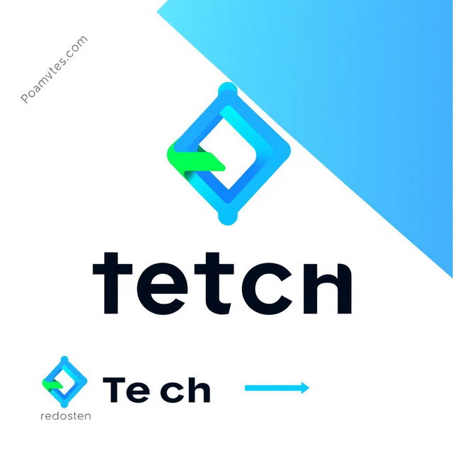 A modern and innovative logo redesign for a tech company, featuring a sleek and dynamic abstract symbol representing connectivity and forward-thinking technology