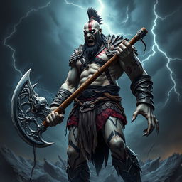 A powerful and imposing character combining elements of Kratos from God of War and Venom from Marvel Comics