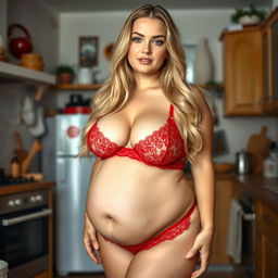 A beautiful and curvy young woman with an 18-year-old appearance, showcasing a sexy, sweet, and thin face