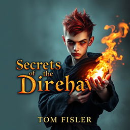 An ebook cover for a dark magic novel titled 'Secrets of the Direhawk' by Tom Fisher