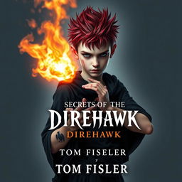 An ebook cover for a dark magic novel titled 'Secrets of the Direhawk' by Tom Fisher