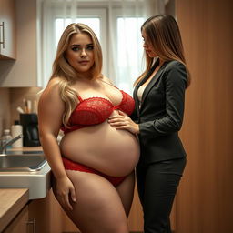 A beautiful and curvy young woman with an 18-year-old appearance, showcasing a sexy, sweet, and thin face