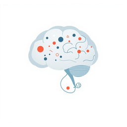 A clean and minimalist vector illustration depicting the interplay between cancer and brain evolution