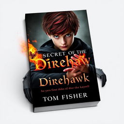 An eerie and captivating ebook cover for a dark magic novel titled 'Secrets of the Direhawk' by author Tom Fisher