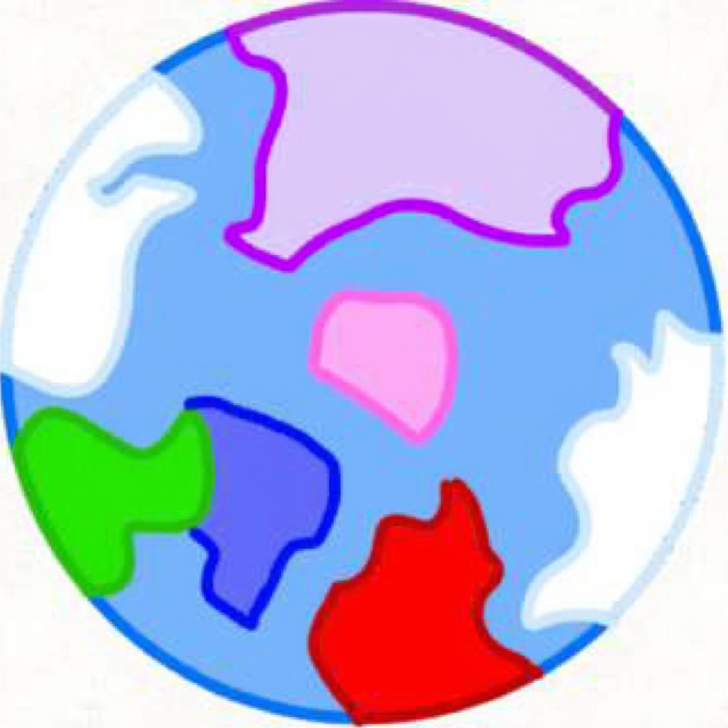 A whimsical representation of a globe with colorful landmasses in a cartoonish style