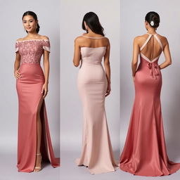 A trio of modern Filipiniana graduation outfits that blend class and a touch of allure, each featuring stylish designs that tastefully reveal some skin while maintaining a sophisticated look