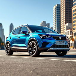 A hybrid version of the Seat Corgba, an imaginary car that blends elements of a compact SUV and a sporty hatchback
