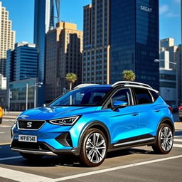A hybrid version of the Seat Corgba, an imaginary car that blends elements of a compact SUV and a sporty hatchback