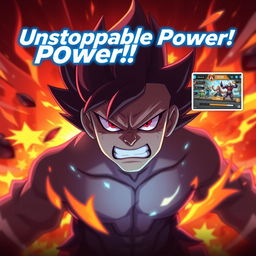 In the center of the thumbnail, a main character with an extremely angry expression, showcasing red eyes and intense facial features, with flames dramatically bursting out from their body