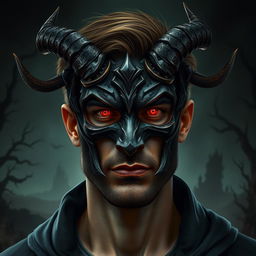 A realistic portrait of a person with a dreadlord character from Warcraft overlaid on their face