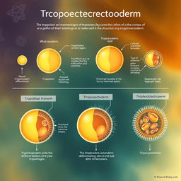 A detailed illustration depicting the stages of trophoectoderm development in embryology