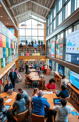 A vibrant and engaging library scene that showcases effective visual communication