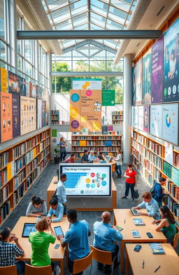 A vibrant and engaging library scene that showcases effective visual communication